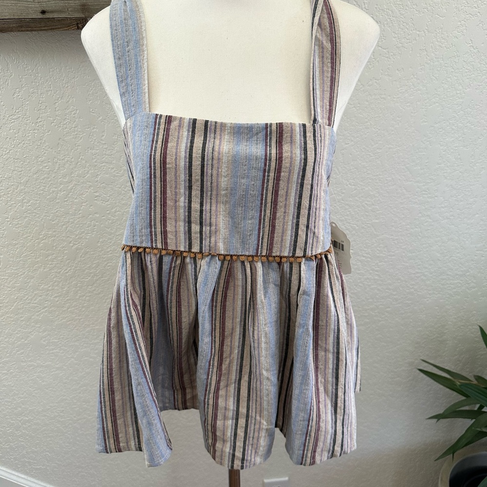 Altar’d State striped cotton tie strap tank top size M NWT
